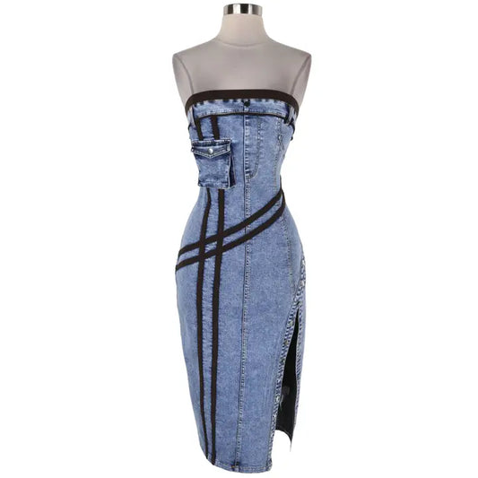 Denim tube dress